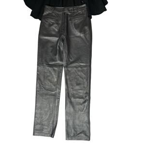 Lady Fashion Vintage Gun Metal Spanish Lamb Skin Napa Pants Size Small